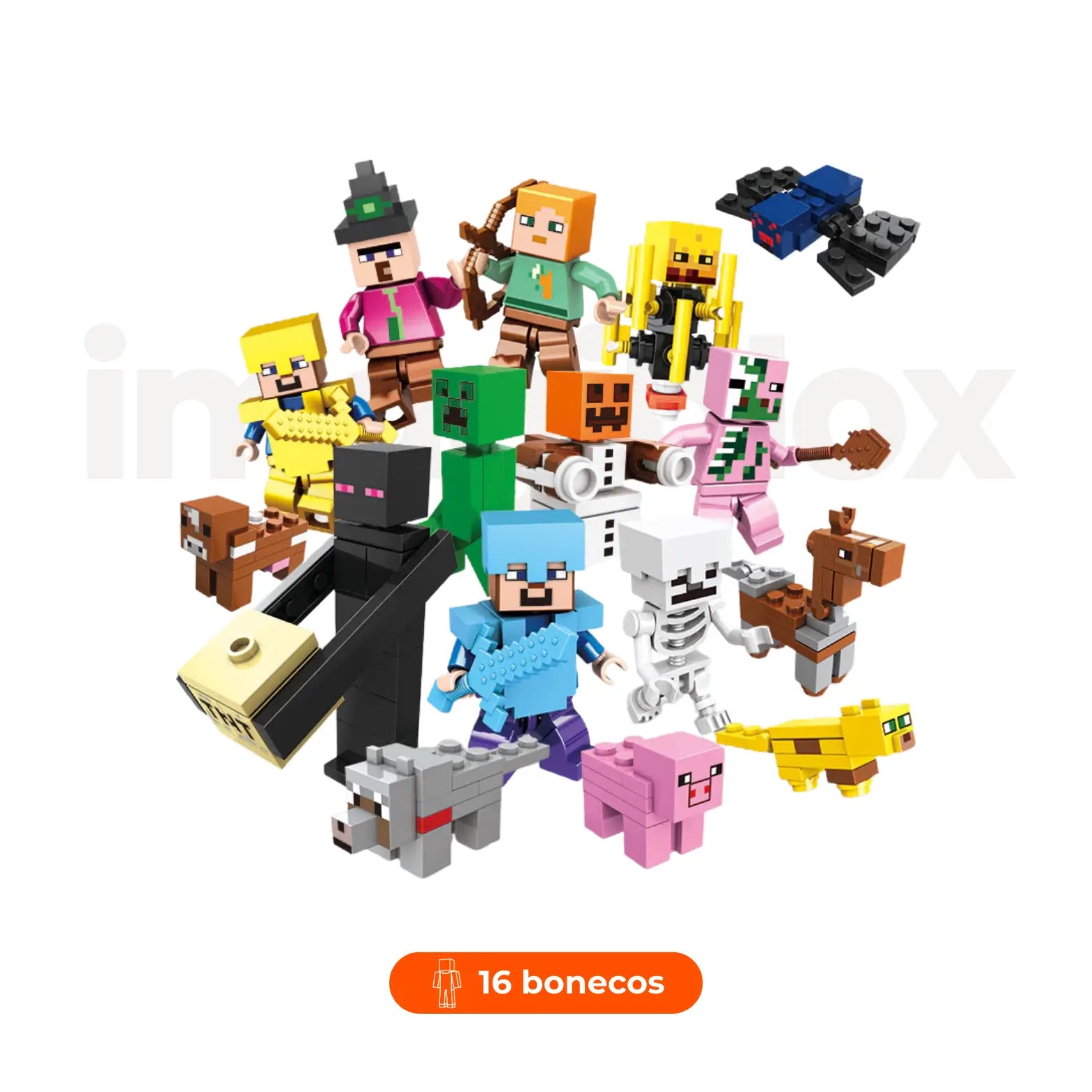 Pack Personagens Minecraft | 16 Bonecos